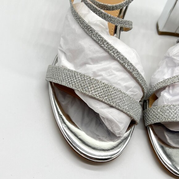 Jewel Badgley Mischka Womens Size 9 Gale Silver Dress Sandals Heels Shoes - Picture 4 of 16